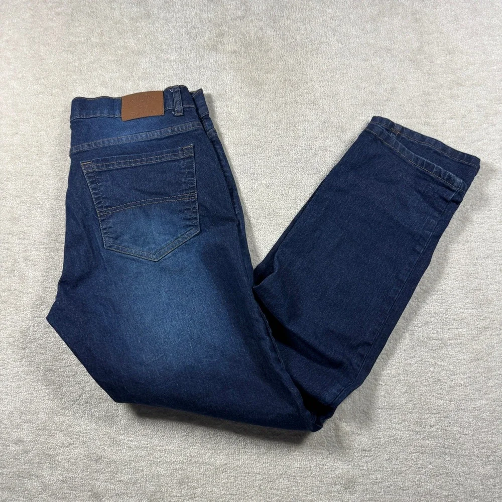 Beverly Hills Polo Club Jeans Mens 32x32 Dark Blue Straight Leg Stretch Denim